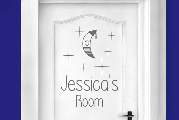Personalised Sleeping Moon Door Room Sticker