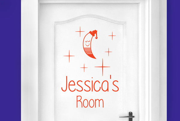 Personalised Sleeping Moon Door Room Sticker
