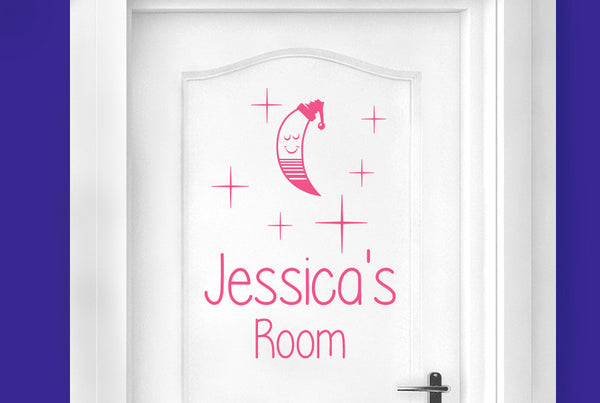 Personalised Sleeping Moon Door Room Sticker