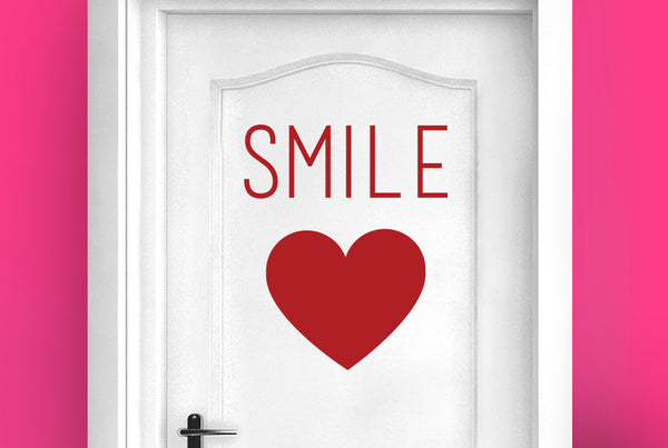 Smile With Heart Door Room Sticker