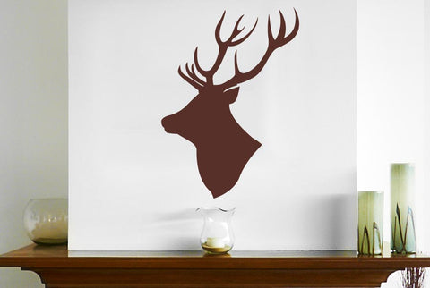 Stag Moose Head Side Profile Wall Sticker