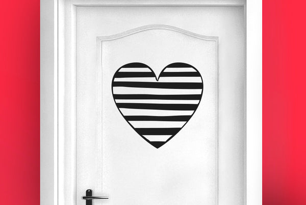 Striped Heart Door Room Sticker