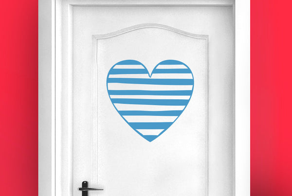 Striped Heart Door Room Sticker