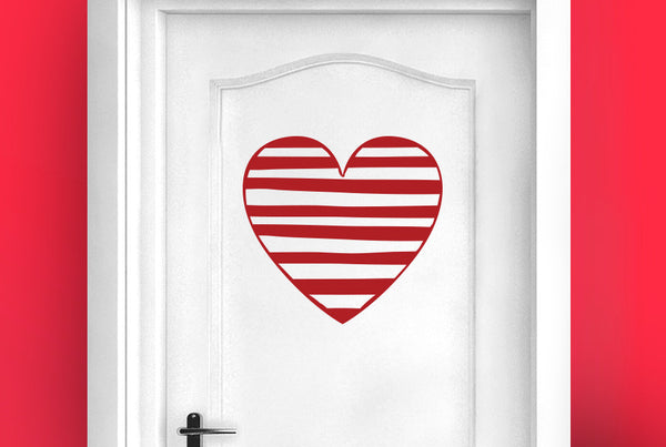 Striped Heart Door Room Sticker