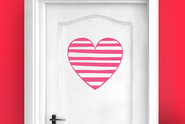 Striped Heart Door Room Sticker