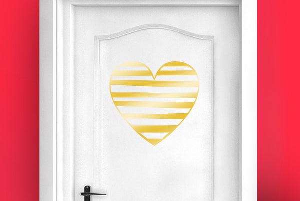 Striped Heart Door Room Sticker