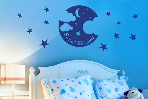 Sweet Dreams Moon Stars And Clouds Wall Sticker