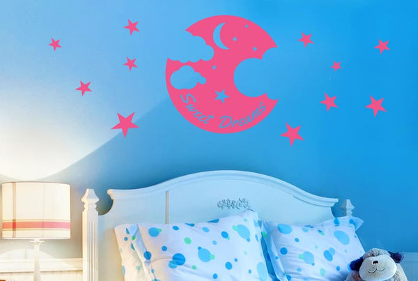 Sweet Dreams Moon Stars And Clouds Wall Sticker