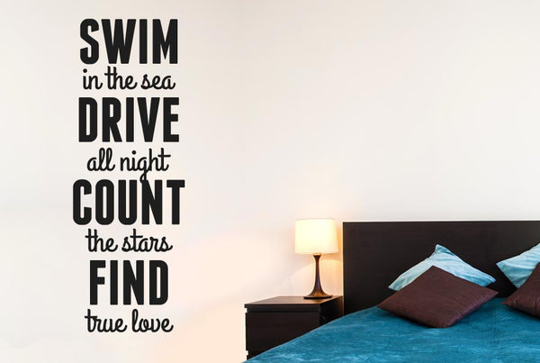 Swim In Sea Drive All Night Count Wall Sticker