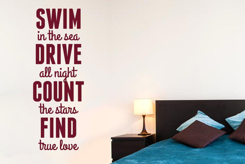Swim In Sea Drive All Night Count Wall Sticker