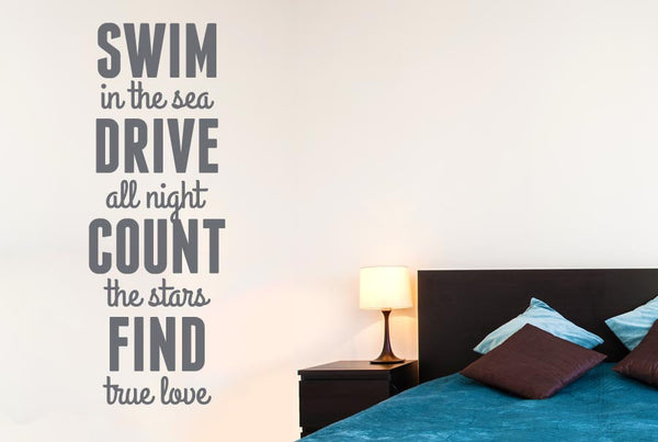 Swim In Sea Drive All Night Count Wall Sticker