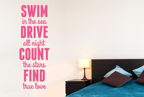 Swim In Sea Drive All Night Count Wall Sticker