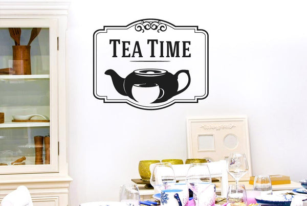 Tea Time With Tea Pot And Cup Wall Sticker