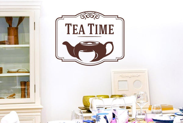 Tea Time With Tea Pot And Cup Wall Sticker