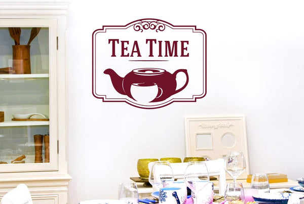 Tea Time With Tea Pot And Cup Wall Sticker