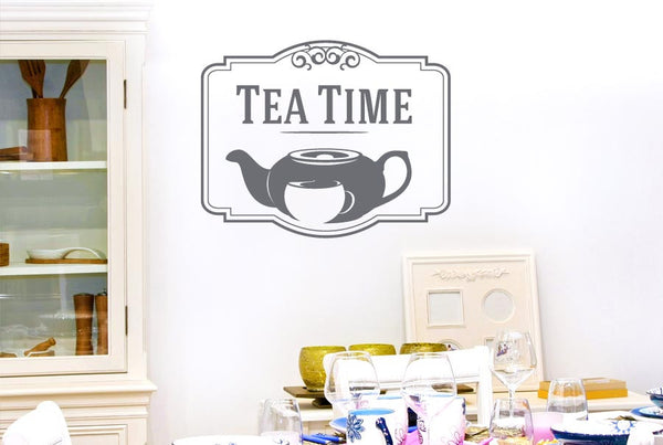 Tea Time With Tea Pot And Cup Wall Sticker