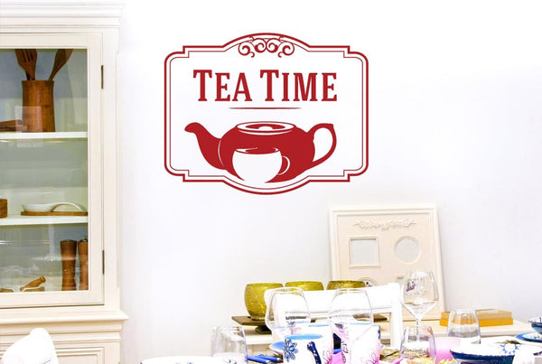 Tea Time With Tea Pot And Cup Wall Sticker