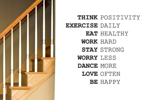 Think Positivity Exercise Daily Work Hard Wall Sticker