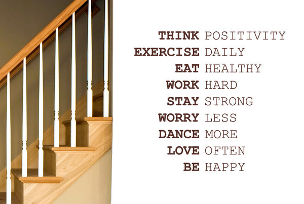 Think Positivity Exercise Daily Work Hard Wall Sticker