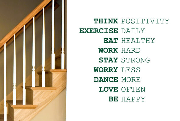 Think Positivity Exercise Daily Work Hard Wall Sticker