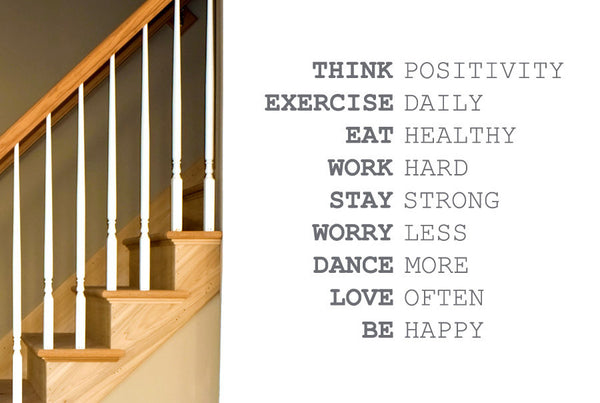 Think Positivity Exercise Daily Work Hard Wall Sticker
