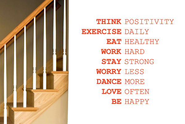 Think Positivity Exercise Daily Work Hard Wall Sticker