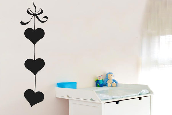 Three Hearts On Ribbon Wall Sticker
