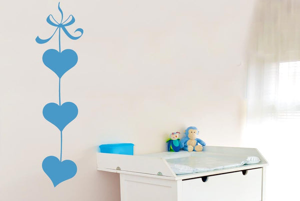 Three Hearts On Ribbon Wall Sticker