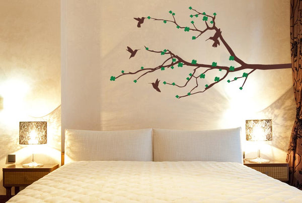 Trees Wall Sticker Cherry Blossom With flying birds