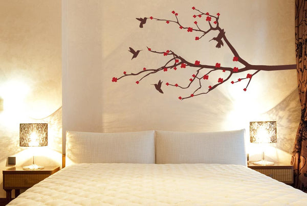 Trees Wall Sticker Cherry Blossom With flying birds