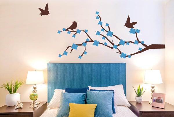 Trees Wall Sticker Cherry Blossom With Cute Birds