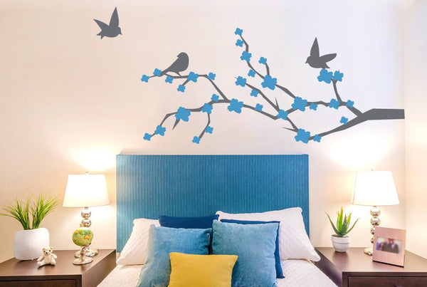 Trees Wall Sticker Cherry Blossom With Cute Birds