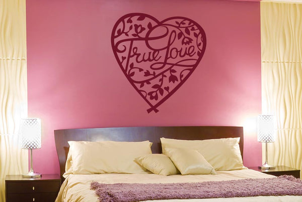 True Love Floral In Heart Wall Sticker
