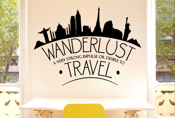 Wanderlust A Very Strong Impulse Or Desire To Travel Wall Sticker