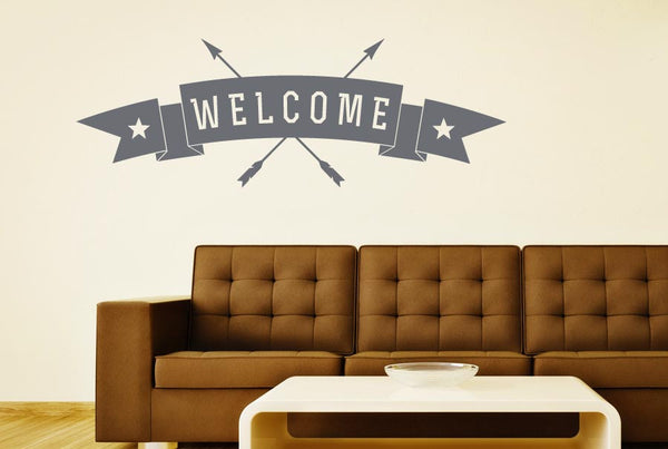 Welcome Arrows through Banner Sign Wall Sticker