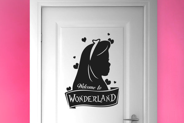 Welcome To Wonderland Door Room Sticker