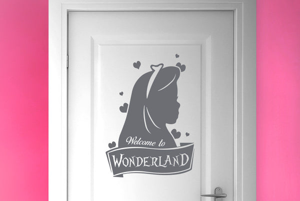 Welcome To Wonderland Door Room Sticker