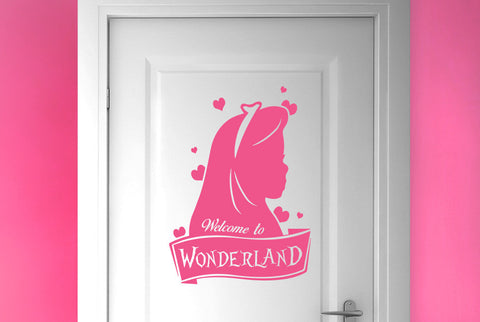 Welcome To Wonderland Door Room Sticker