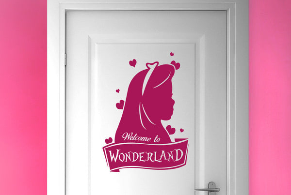 Welcome To Wonderland Door Room Sticker