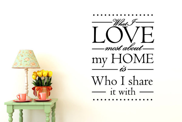 What I Love Most About My Home Is Who I Share It With Wall Sticker
