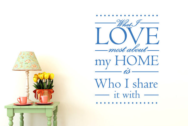 What I Love Most About My Home Is Who I Share It With Wall Sticker