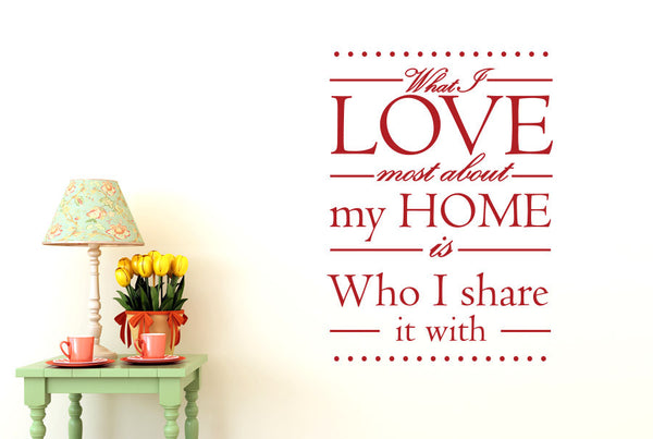 What I Love Most About My Home Is Who I Share It With Wall Sticker