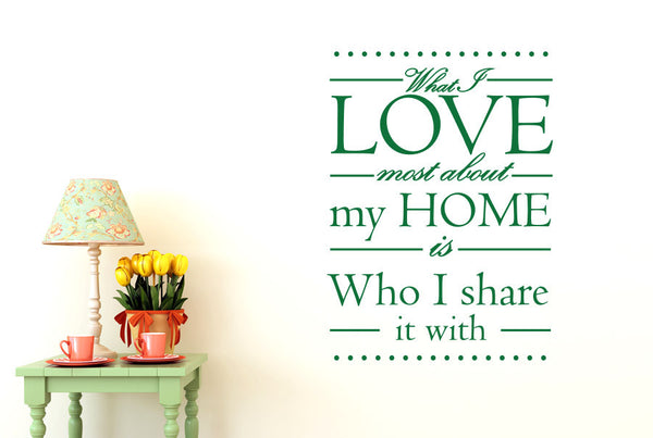 What I Love Most About My Home Is Who I Share It With Wall Sticker