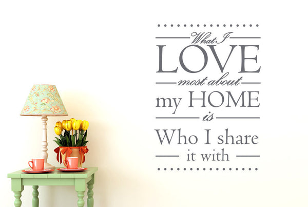 What I Love Most About My Home Is Who I Share It With Wall Sticker