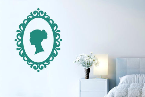 Womans Profile In Art Nouveau Frame Wall Sticker