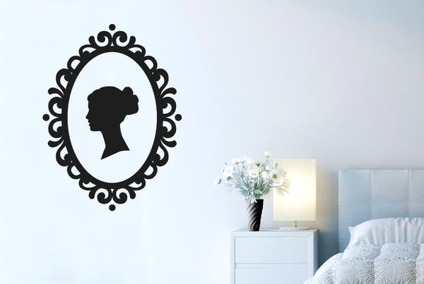 Womans Profile In Art Nouveau Frame Wall Sticker