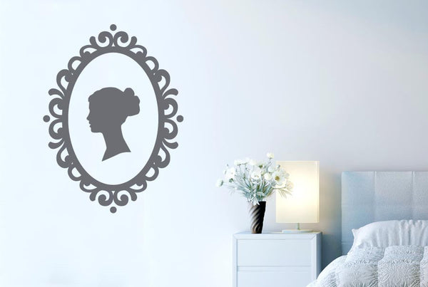 Womans Profile In Art Nouveau Frame Wall Sticker