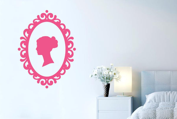 Womans Profile In Art Nouveau Frame Wall Sticker