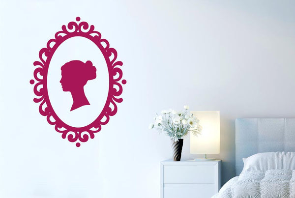 Womans Profile In Art Nouveau Frame Wall Sticker