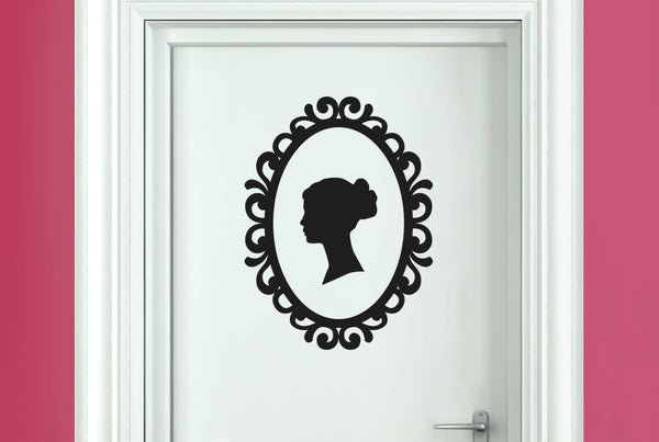 Womens Profile In Art Nouveau Frame Door Room Sticker